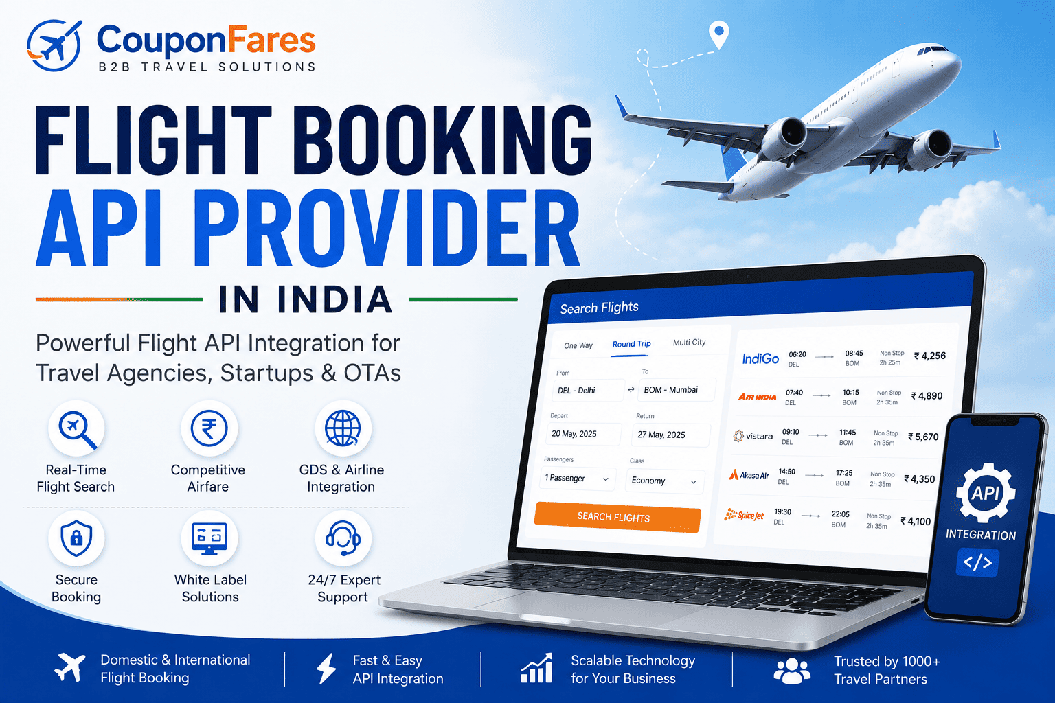 Flight Booking API Provider in India | B2B Flight API Integration – CouponFares